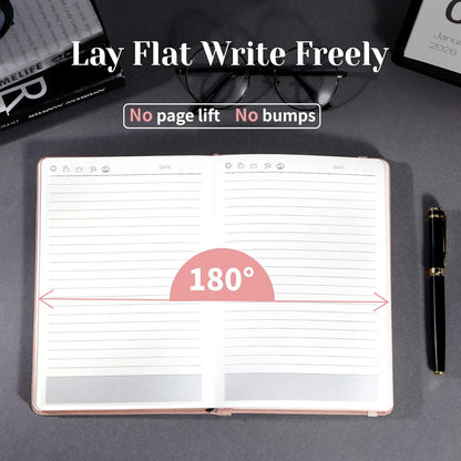 CAGIE Lined Journal for Men Women, Tree Growth Ring Leather Bound Journal Notebook, 256 Pages 100 GSM Journals for Writing, A5 Hardcover Journaling Notebooks for Work, Note Taking