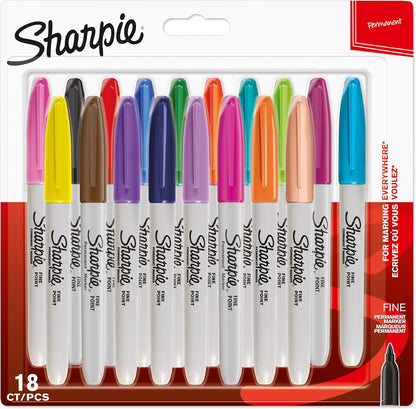 Sharpie Permanent Markers, Fine Point, Black, 12 Count