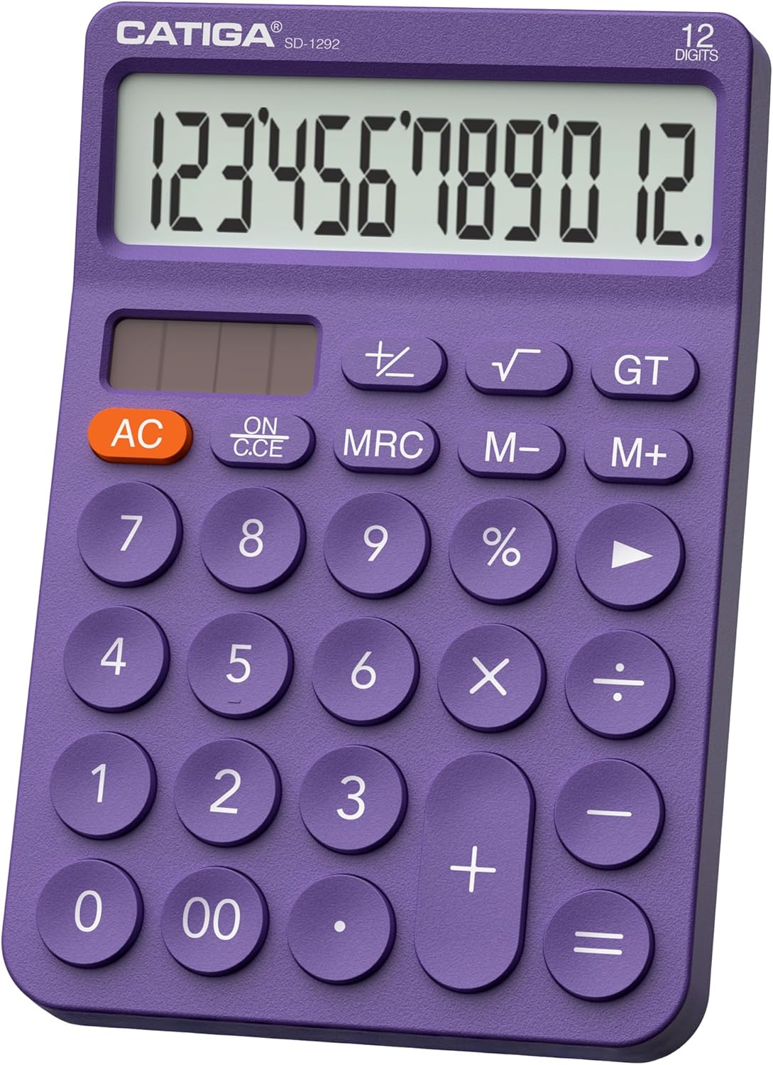 CATIGA 12 Digit Desktop Calculator Basic Desk Calculator with Large LCD Display, Big Buttons, 4 Function, Solar and Battery Dual Power, for Office, School, Home, SD-1292 Green