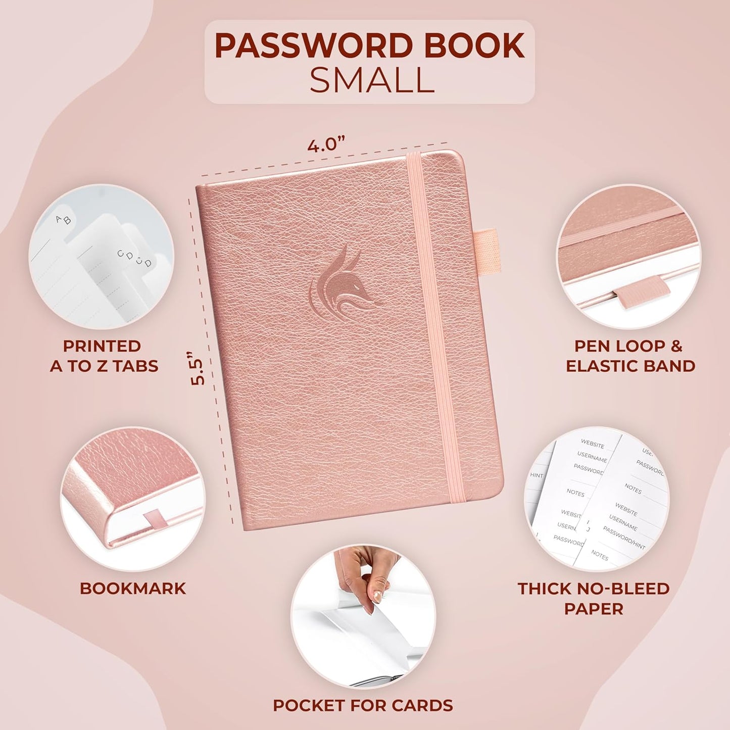 Clever Fox Password Book with alphabetical tabs. Internet Address Organizer Logbook. Small Pocket Password Keeper for Website Logins (Orange)