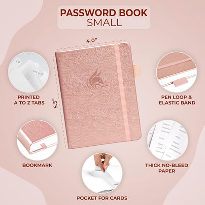 Clever Fox Password Book with alphabetical tabs. Internet Address Organizer Logbook. Small Pocket Password Keeper for Website Logins (Orange)