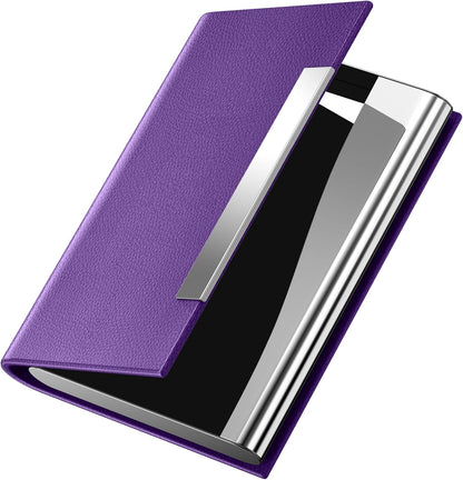 Padike Business Card Holder/ Case Professional PU Leather & Stainless Steel Multi Wallet Credit Card ID Case/Holder for Men & Women. (Black)