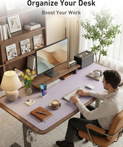 Aothia Leather Office Desk Pad Protector, Non-Slip PU Leather Desk Blotter, Waterproof Laptop Writing Mouse Pad for Office and Home, Black, 31.5" x 15.7" - Colors A