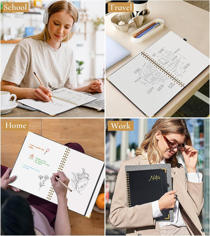 Hardcover Spiral Notebook Journal 8.5” x 11”, A4 Large Leather Notebooks for Women Men, Lined College Ruled Notebook, 50 Sheets/100 Pages, Spiral Bound Journals for Work School Note Taking, Green