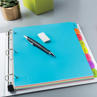 Avery Write & Erase 8 Tabs Plastic Divider for 3 Ring Binders, 3 Sets (8 Colors)