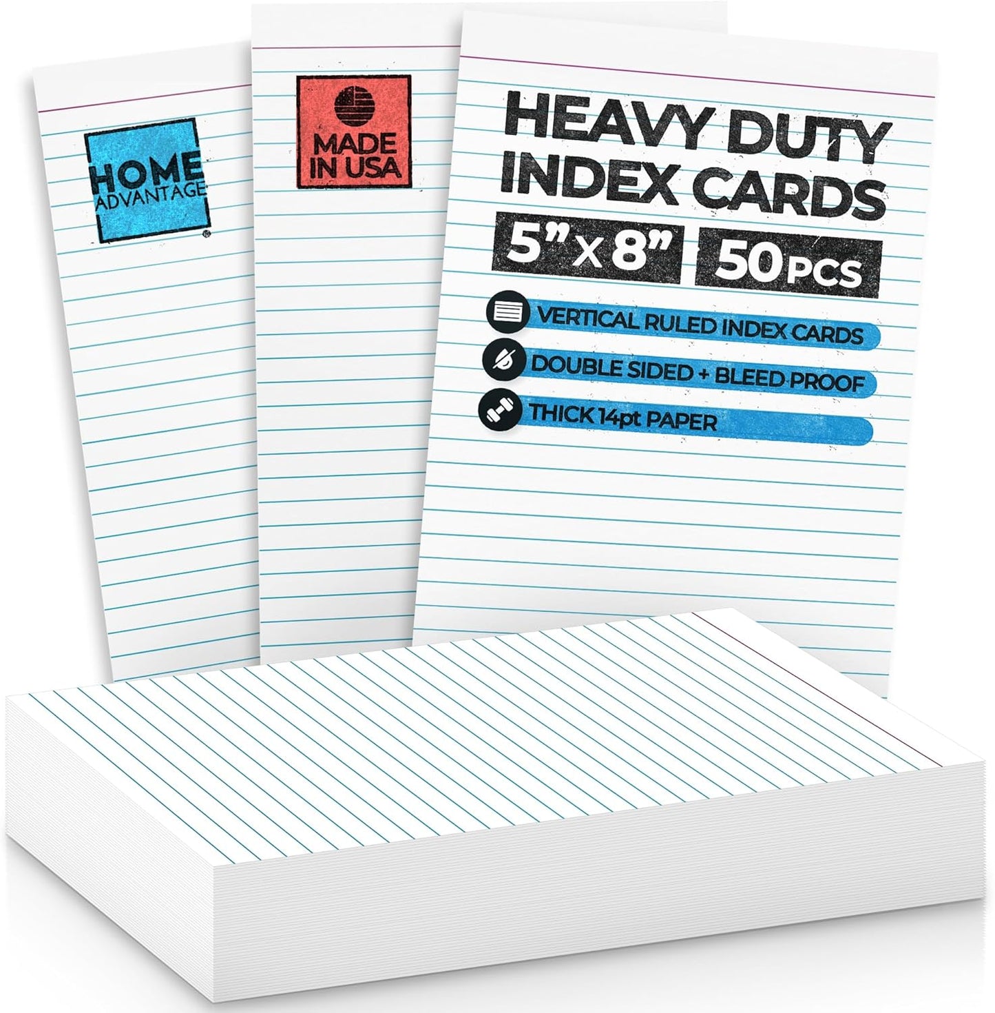 Home Advantage Vertically Ruled White Mini Index Cards, Note Cards (3x5)