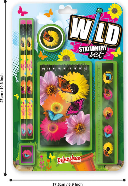 Deluxebase Wild Stationery Set - Dolphin from Animal Stationery Sets with 2 Pencils, Eraser, Pencil Sharpener, Ruler & Cute Notebook. Ideal Office Supplies, Desk Accessories & College Essentials.