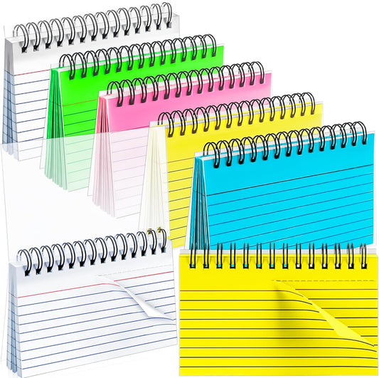 MotBach Colorful 500 Pcs Spiral Index Cards 3x5 Inch Flash Cards with Ring Lined Note Card Book Flashcards, Colored Ruled Card Pad Index Note Books 3 x 5 Notecards for Studying School Supply College