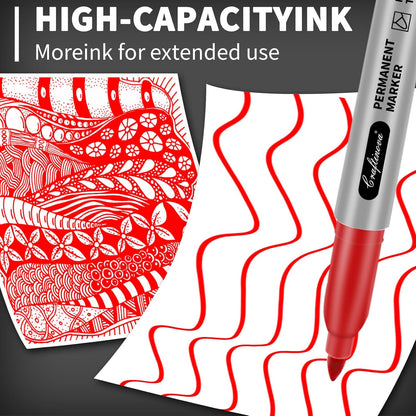 Black Ultra Fine Point Permanent Markers, Extra Fine Tip, Quick Drying and Waterproof, Fade Resistant Perfect on Paper, Glass, Metal, Plastic, Wood, Office & School Use, 12 Pack