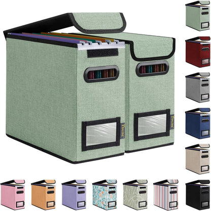 BALEINE File Organizer Box with Lid, Collapsible File Folder Organizer with Plastic Slide, Hanging File Folder Box for Office Document Storage (1 Pack, Black)