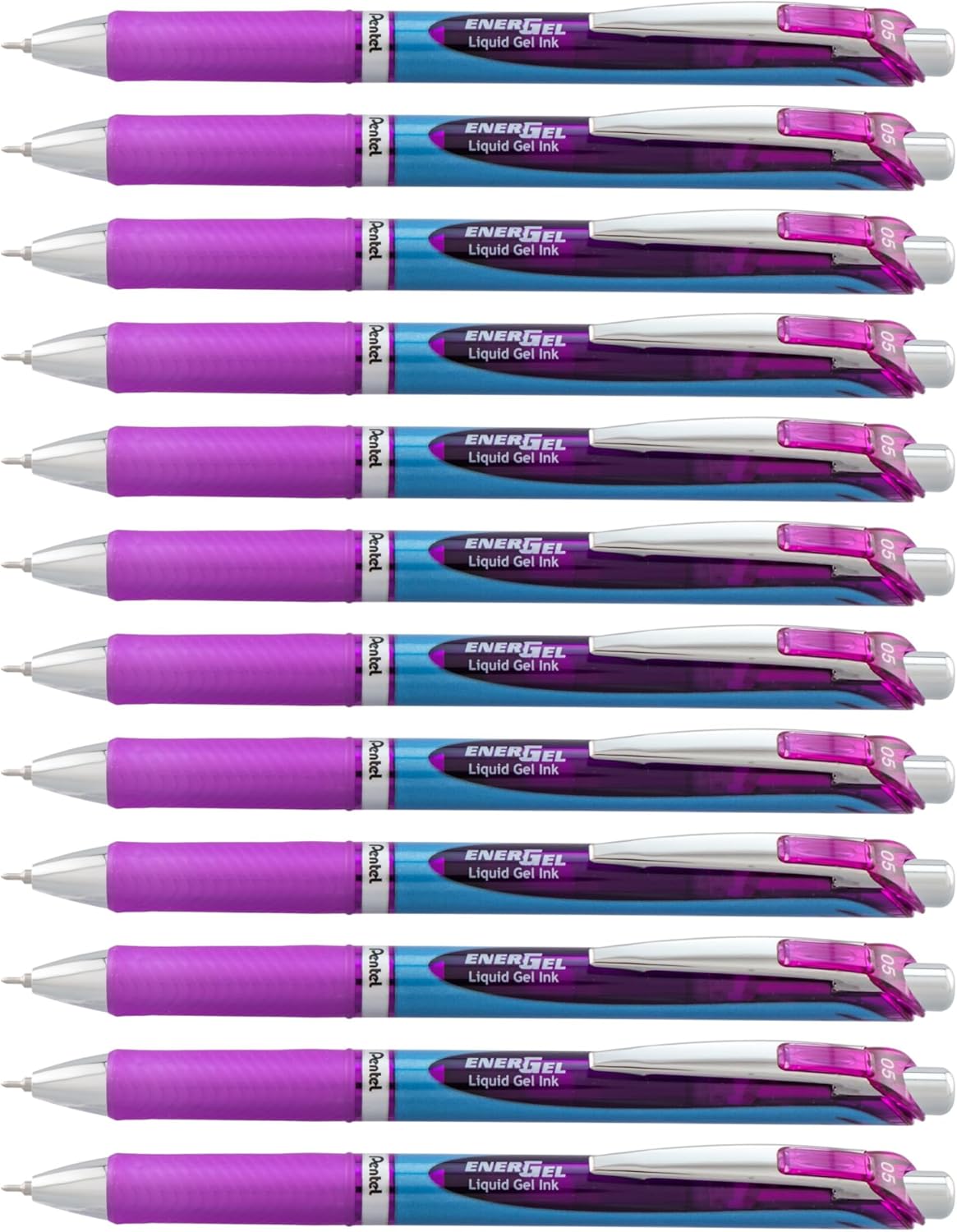 Pentel® EnerGel™ Deluxe RTX Retractable Liquid Gel Pens, Fine Point, 0.5 mm, 54% Recycled, Blue Barrel, Black Ink, Pack Of 12 Pens
