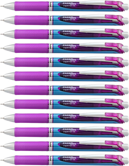 Pentel® EnerGel™ Deluxe RTX Retractable Liquid Gel Pens, Fine Point, 0.5 mm, 54% Recycled, Blue Barrel, Black Ink, Pack Of 12 Pens