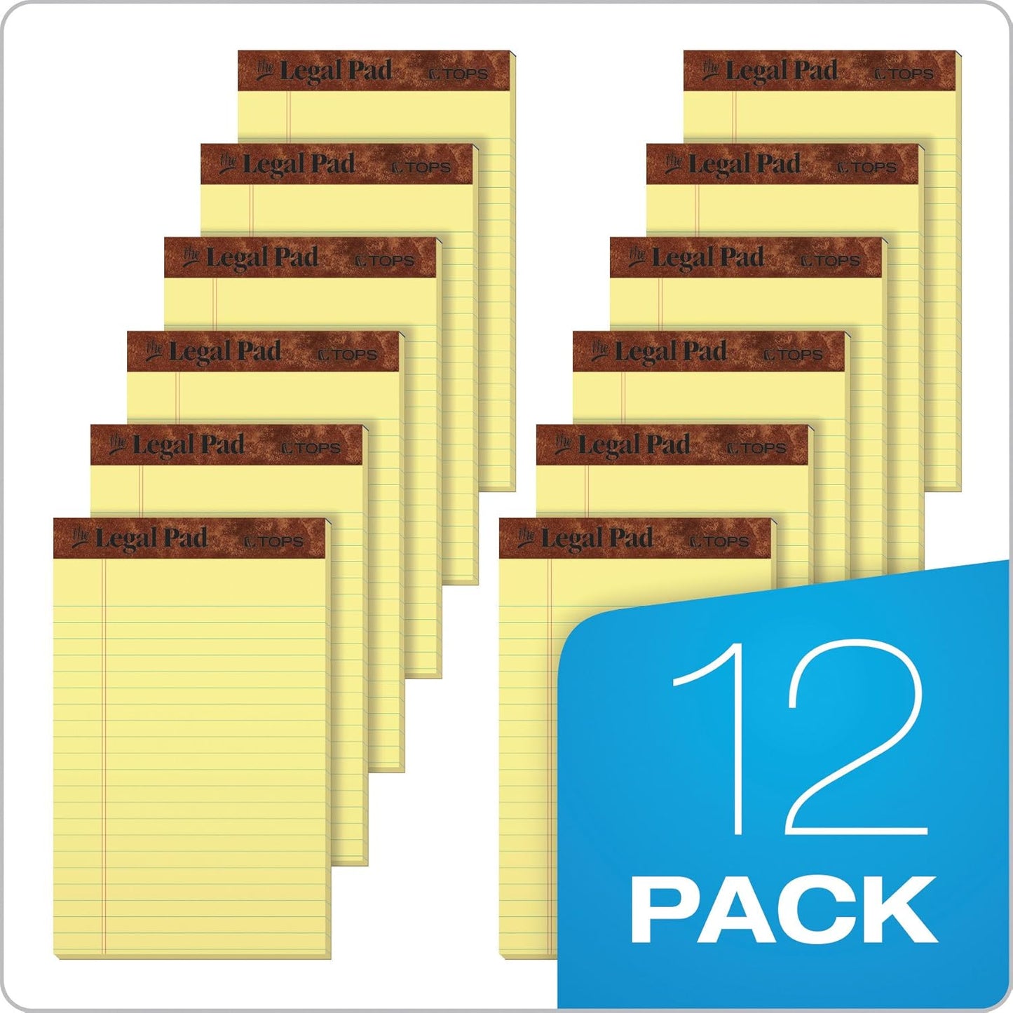 TOPS 5 x 8 Legal Pads, 12 Pack, The Legal Pad Brand, Narrow Ruled, Yellow Paper, 50 Sheets Per Writing Pad, Made in the USA (7501)