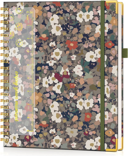 Hardcover Spiral Notebook Journal 8.5” x 11”, A4 Large Leather Notebooks for Women Men, Lined College Ruled Notebook, 50 Sheets/100 Pages, Spiral Bound Journals for Work School Note Taking, Green