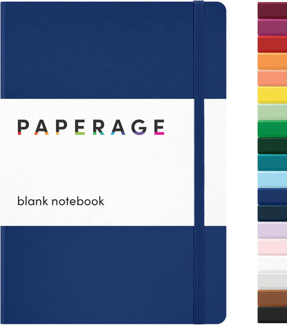 PAPERAGE Lined Journal Notebook, (Black), 160 Pages, Medium 5.6 in x 8 in - 100 GSM Thick Paper – Hardcover Journaling Notebook for Work, School & Note Taking