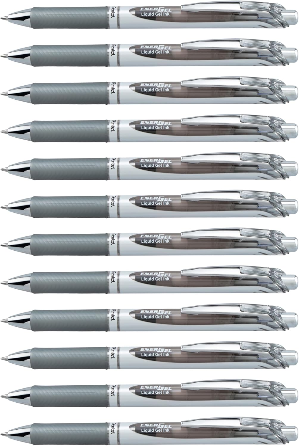 Pentel EnerGel RTX Retractable Liquid Gel Pen, (0.7mm) Medium Line, Metal Tip, Black Ink, Box of 12 (BL77-A)