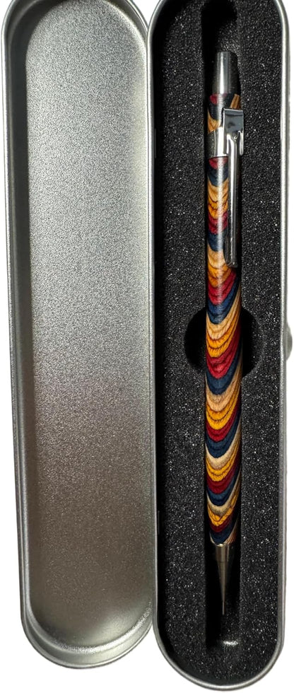 Spiral Grain Wooden Mechanical Pencils -Unique Colors Airplane Aluminum Core Artist's Drawing Pencil Comes with Gift Box (Walnut)
