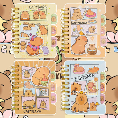 2 Pack Cute Small Spiral Notebooks Kawaii Cartoon Mini Memo Notepads Ruled Pages 54 Sheets Journals for Study, Drawing and Writing Notes Gift Reward for Friends Party Favor (Random Style, 10.5x8.5cm)