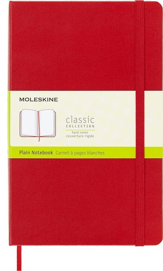 Moleskine Classic Notebook, Large, Plain, Red, Hard Cover (5 x 8.25)