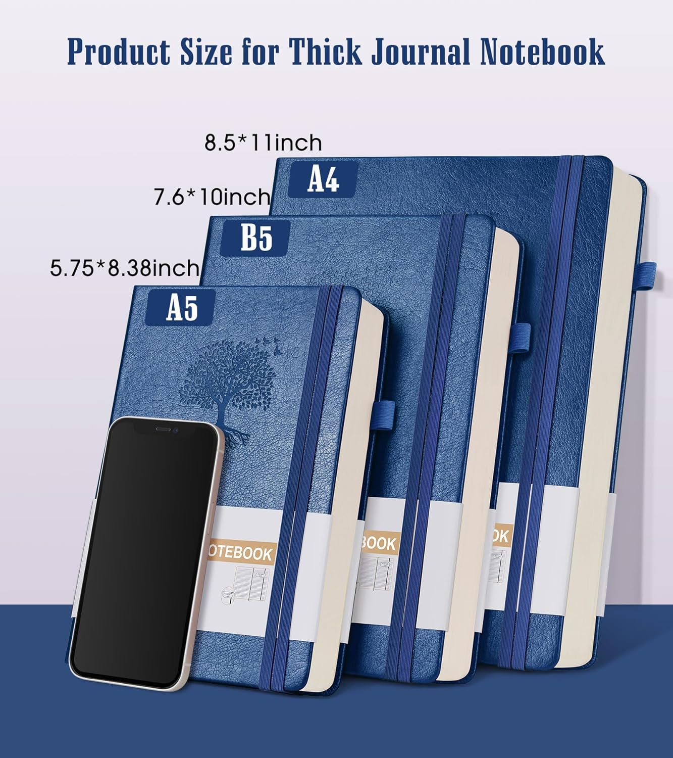 Lined Journal Notebook -365 Pages A5 Thick Journals for Writing Ruled Notebook, Hardcover Leather Journal for Women Men Daily Journal Notebook for Work, Note Taking, 100Gsm Lined Paper( 5.75'' X 8.38'' Green)