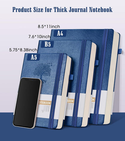 Lined Journal Notebook -365 Pages A5 Thick Journals for Writing Ruled Notebook, Hardcover Leather Journal for Women Men Daily Journal Notebook for Work, Note Taking, 100Gsm Lined Paper( 5.75'' X 8.38'' Green)
