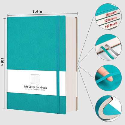 AHGXG Graph Paper Notebook - Grid Paper Notebook Large A4 8.5''×11'', 320 Pages Thick Journal, 100gsm Thick Graph Paper, Leather Softcover, Inner Pocket - Black