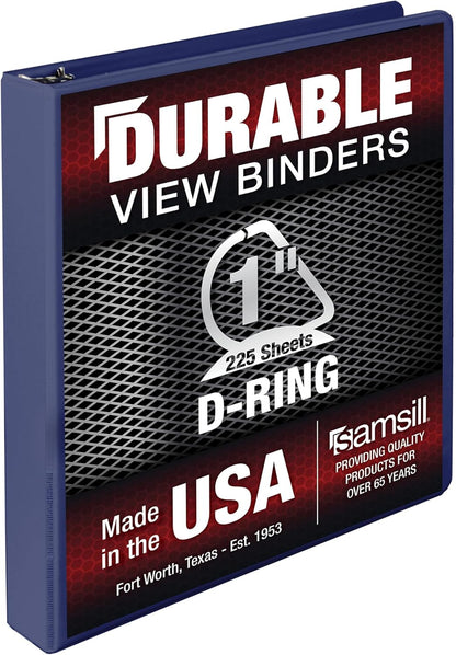 Samsill Durable 4 inch 3 Ring Binder, D Ring Binder, 100% Recycled Chipboard, Black, 2 Pack
