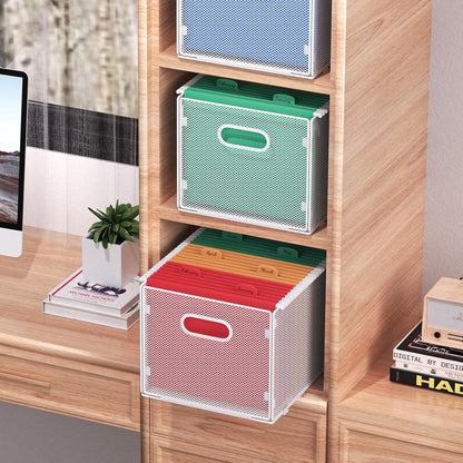 samstar 2 Pack Hanging File Organizer, Mesh File Folder Box Filing Box File Cabinet Organizer Storage Boxes, Letter Size