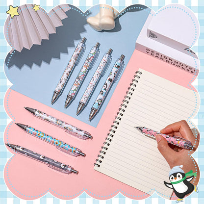 Ireer 8 Pcs Ballpoint Pens for Women 1.00 mm Cute Black Ink Pens Fine Point Smooth Writing for Journaling Aesthetic Office Supplies (Mahjong)