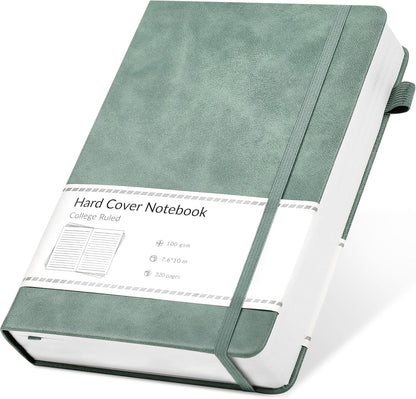 CAGIE Bullet Dotted Journal Notebook 320 Pages 100 GSM Paper Hardcover A5 Dot Grid Notebook Leather Journals for Writing Women Men Work Journaling, Green