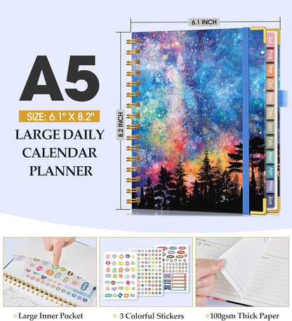 2026 Planner, Weekly and Monthly Calendar Planner from January 2026 - December 2026, 8.5" x 11" Hardcover Leather Hourly Appointment Book with Tabs, Spiral Daily Planners for School Work Home, Green