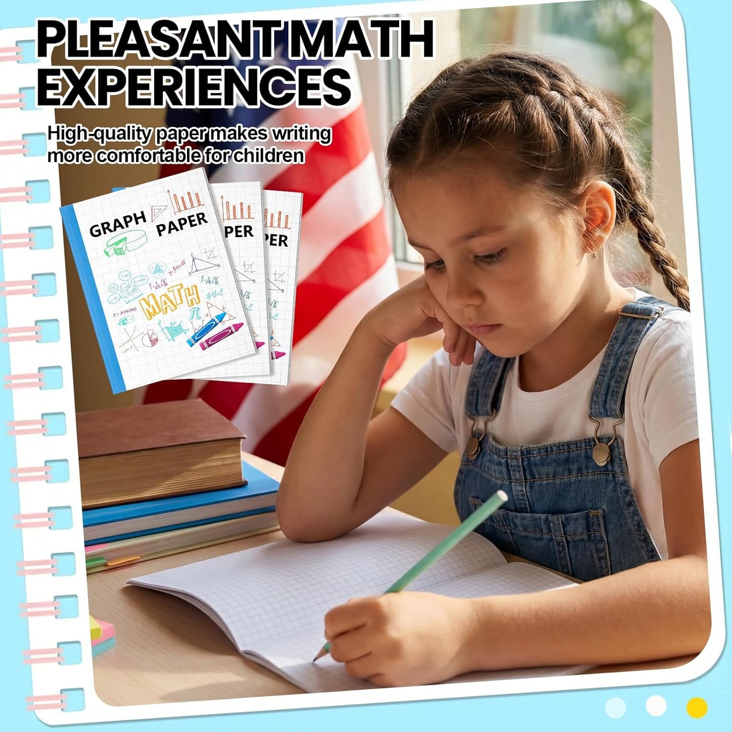 Ctosree 3 Pcs Graph Paper for Kids 1/2 Inch Squares Math Graph Paper Composition Notebook 8.5 x 11 Inches Quad Ruled Grid Notebook for Kids School Supplies
