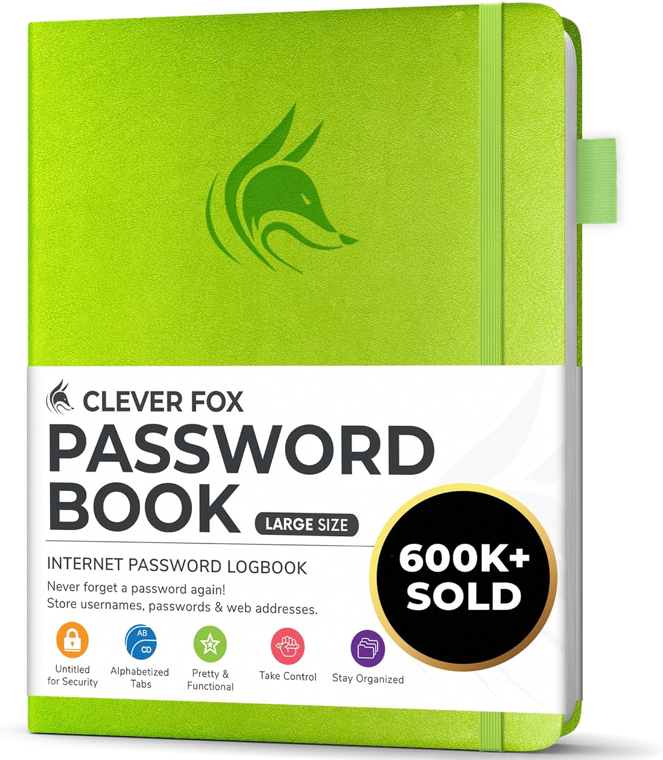 Clever Fox Password Book with alphabetical tabs. Internet Address Organizer Logbook. Small Pocket Password Keeper for Website Logins (Orange)