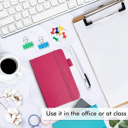 feela 3 Pack Pocket Notebook Journals with 3 Black Pens, A6 Mini Cute Small Journal Notebook Bulk Hardcover College Ruled Notepad with Pen Holder for Office School Supplies, 3.5”x 5.5”, Gray