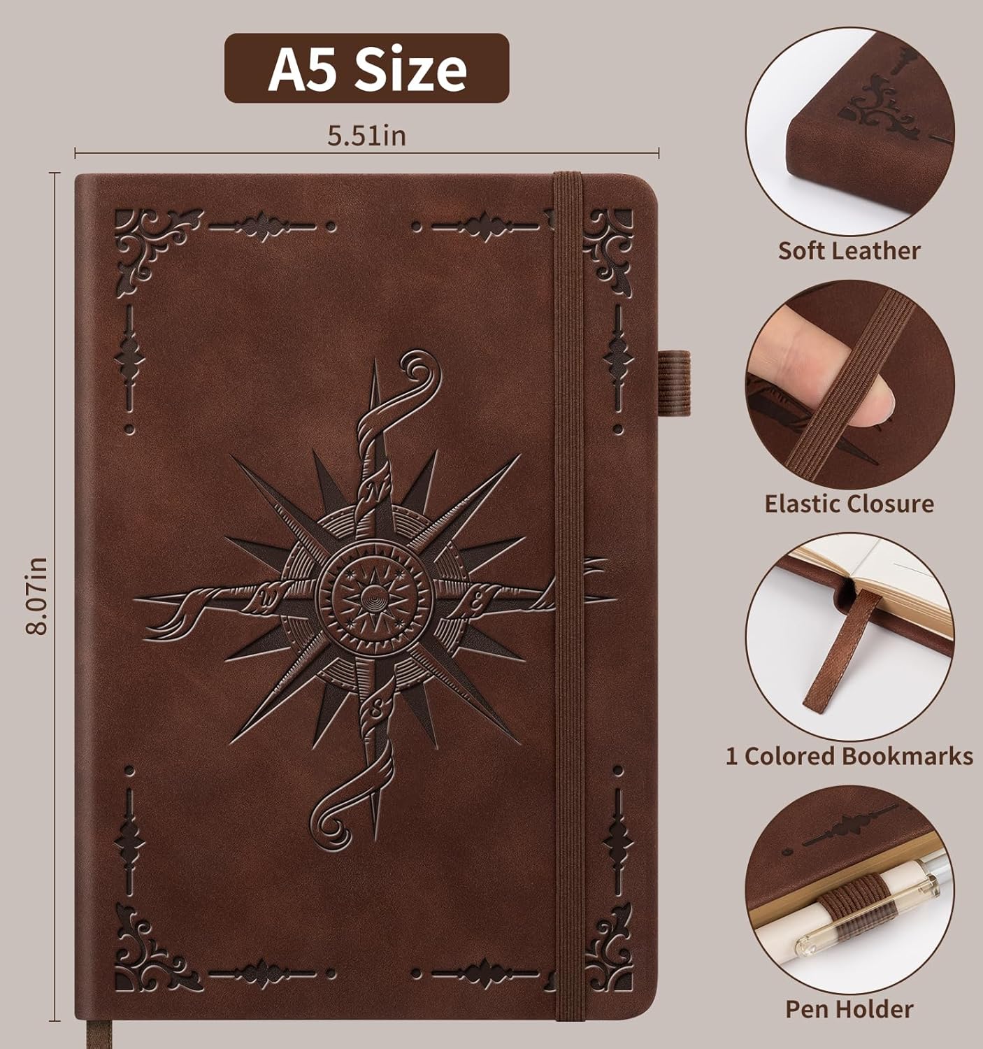 Lined Journal Notebook, A5 200 Pages Leather Journals For Writing Women & Men Travel,business,work & School,college Ruled Notebooks Hardcover Journaling Notebooks Daily Diary, 5.7'' X 8.3''-Purple