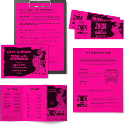 Neenah Astrobrights Color Paper, 8.5” x 11”, 24 lb/89 GSM, Fireball Fuchsia, 500 Sheets (21688)