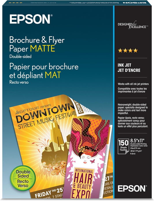Epson Brochure and Flyer Paper Matte Double-Sided (S042384) 8.5" x 11"