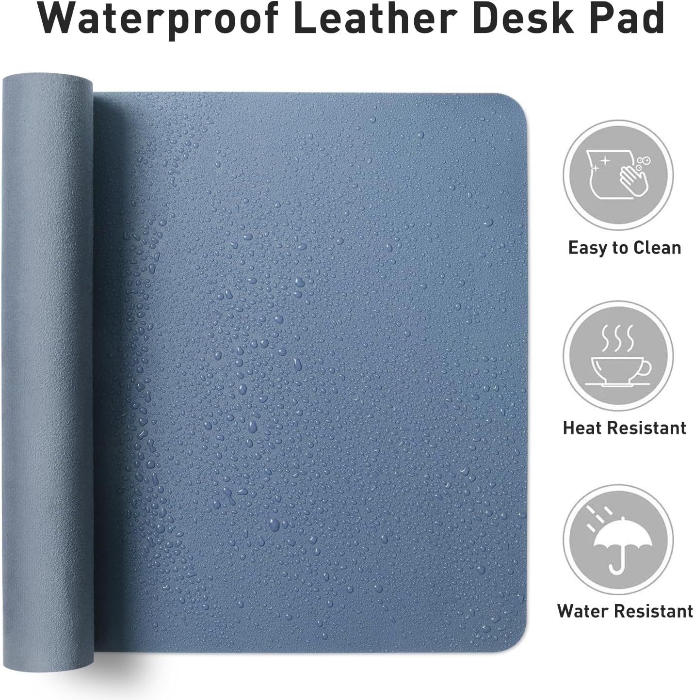 Aothia Leather Desk Pad Protector, Mouse Pad, Office Desk Mat, Non-Slip PU Leather Desk Blotter, Laptop Desk Pad, Waterproof Desk Writing Pad for Office and Home (Black,36" x 17") - Colors A