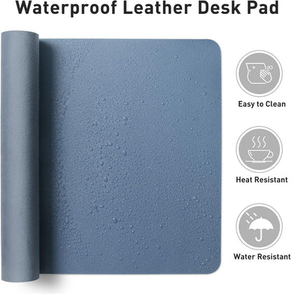 Aothia Leather Desk Pad Protector, Mouse Pad, Office Desk Mat, Non-Slip PU Leather Desk Blotter, Laptop Desk Pad, Waterproof Desk Writing Pad for Office and Home (Black,36" x 17") - Colors A
