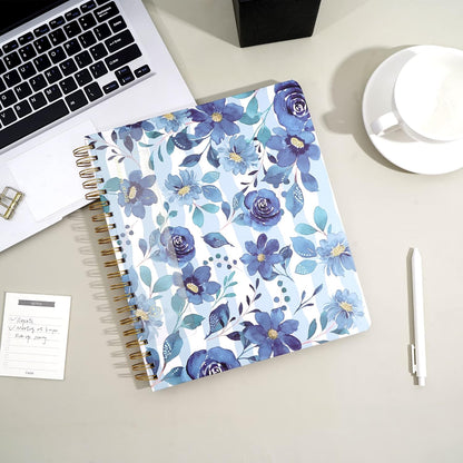 CAGIE Spiral Notebook Journal 8.5 x 11 Hardcover Notebooks College Ruled with Large Pockets Aesthetic Floral Note Book Spiral Bound Notebooks for Work Note Taking Women Writing School, 200 Pages