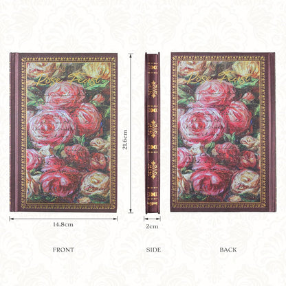 Hardcover Lined Journal - 224 Pages 100GSM Thick Paper A5 Notebook with Gilded Edges, Elegant Blue Damask Floral Pattern, Classic Aesthetic Diary for Women