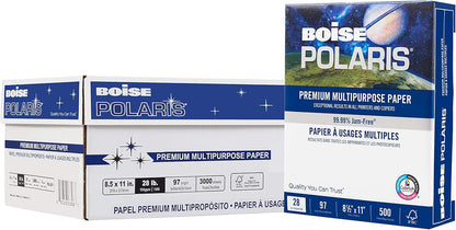 Boise Paper Premium Multipurpose Copy Paper | 8.5" x 11" Letter | 97 Bright White, 24 lb. | 10 Ream Carton (5,000 Sheets)