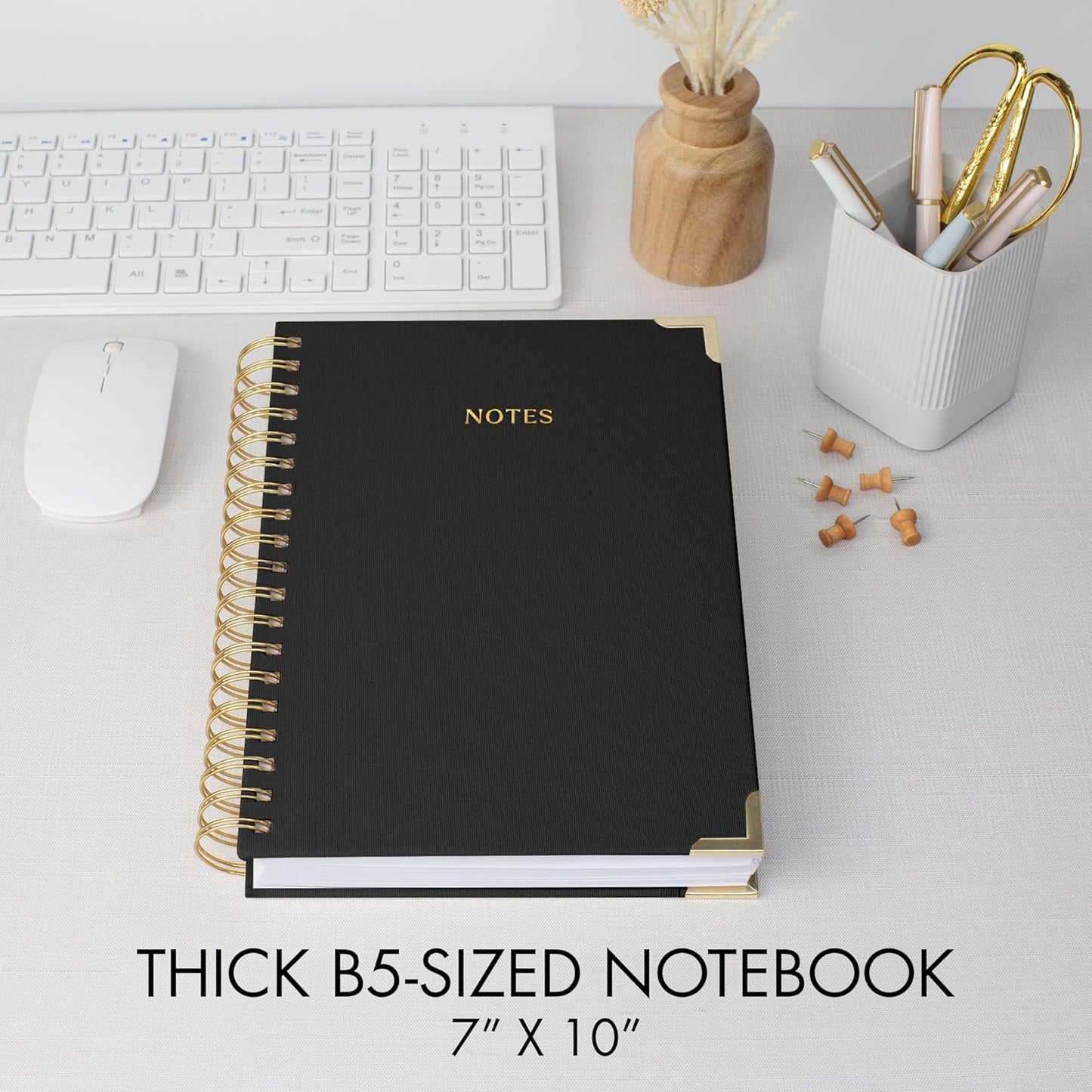 Aesthetic Thick Spiral Notebook Journal For Women in B5 Format - Modern Linen Hardcover College Ruled Note Book With 300 Lined Pages - Perfect For Writing And Staying Organized at Work or School
