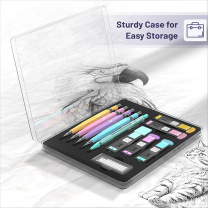 Mr. Pen- Art Mechanical Pencil Set, 5 Vintage Mechanical Pencils (0.3, 0.5, 0.7, 0.9, 2.0mm), 5 HB Lead Refills & 10 Eraser Refills, Precision Drawing Pencils for Sketching, Writing & Artwork