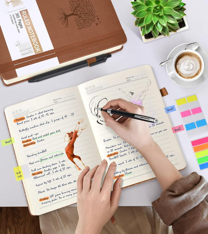 Lined Journal Notebook -365 Pages A5 Thick Journals for Writing Ruled Notebook, Hardcover Leather Journal for Women Men Daily Journal Notebook for Work, Note Taking, 100Gsm Lined Paper( 5.75'' X 8.38'' Green)