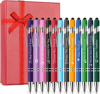 Father's Day Pen Set Gift Box - 12 Pack Black Ink Ballpoint Pens with Inspirational Quotes Fun Novelty Pens Perfect Birthday Retirement Gift for Dad Papa Father