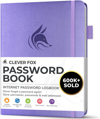 Clever Fox Password Book with alphabetical tabs. Internet Address Organizer Logbook. Small Pocket Password Keeper for Website Logins (Orange)