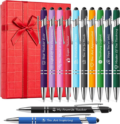 Father's Day Pen Set Gift Box - 12 Pack Black Ink Ballpoint Pens with Inspirational Quotes Fun Novelty Pens Perfect Birthday Retirement Gift for Dad Papa Father