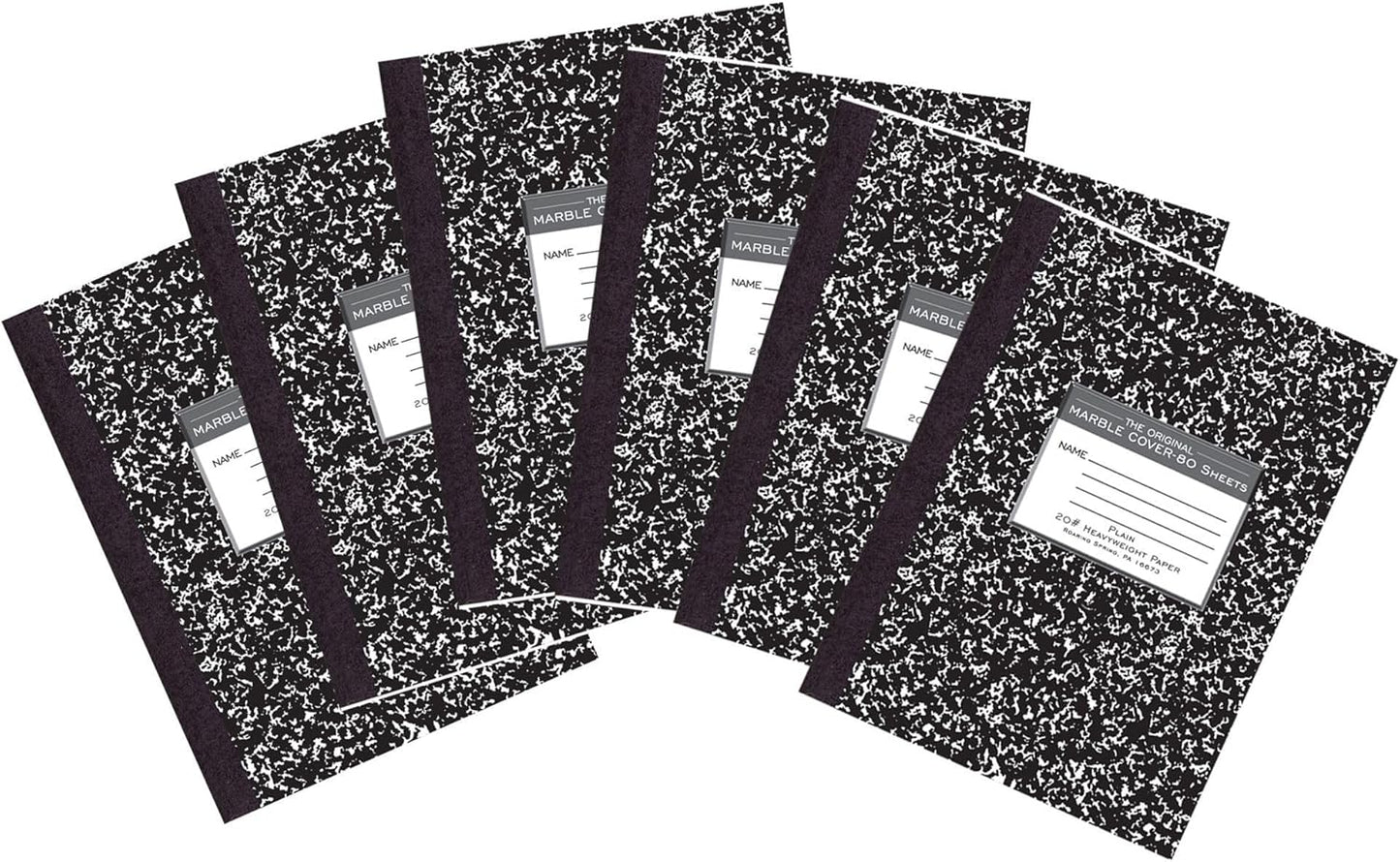 ROARING SPRING Signature Collection Composition Notebook, 6 Books, Hardcover, Unruled 20# Premium Plain Paper, 80 Sheets/160 Pages, 10.25" x 7.88", Made in USA