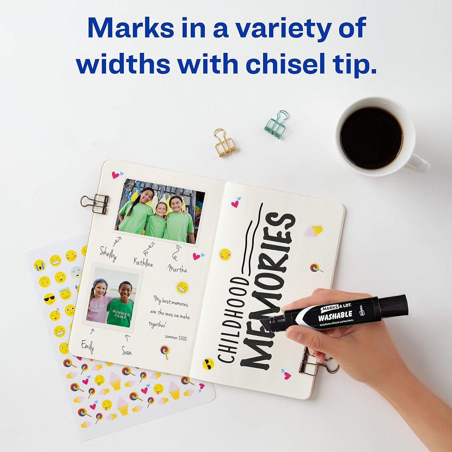 Avery Marks A Lot Jumbo Washable Marker, Chisel Tip, 1 Black Marker, Great for Large Signs and Posters (24158)